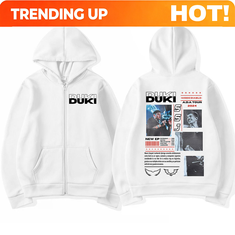 Mens Fashion Zip Up Hoodies - Rapper Duki ADA Tour 2024 Zip