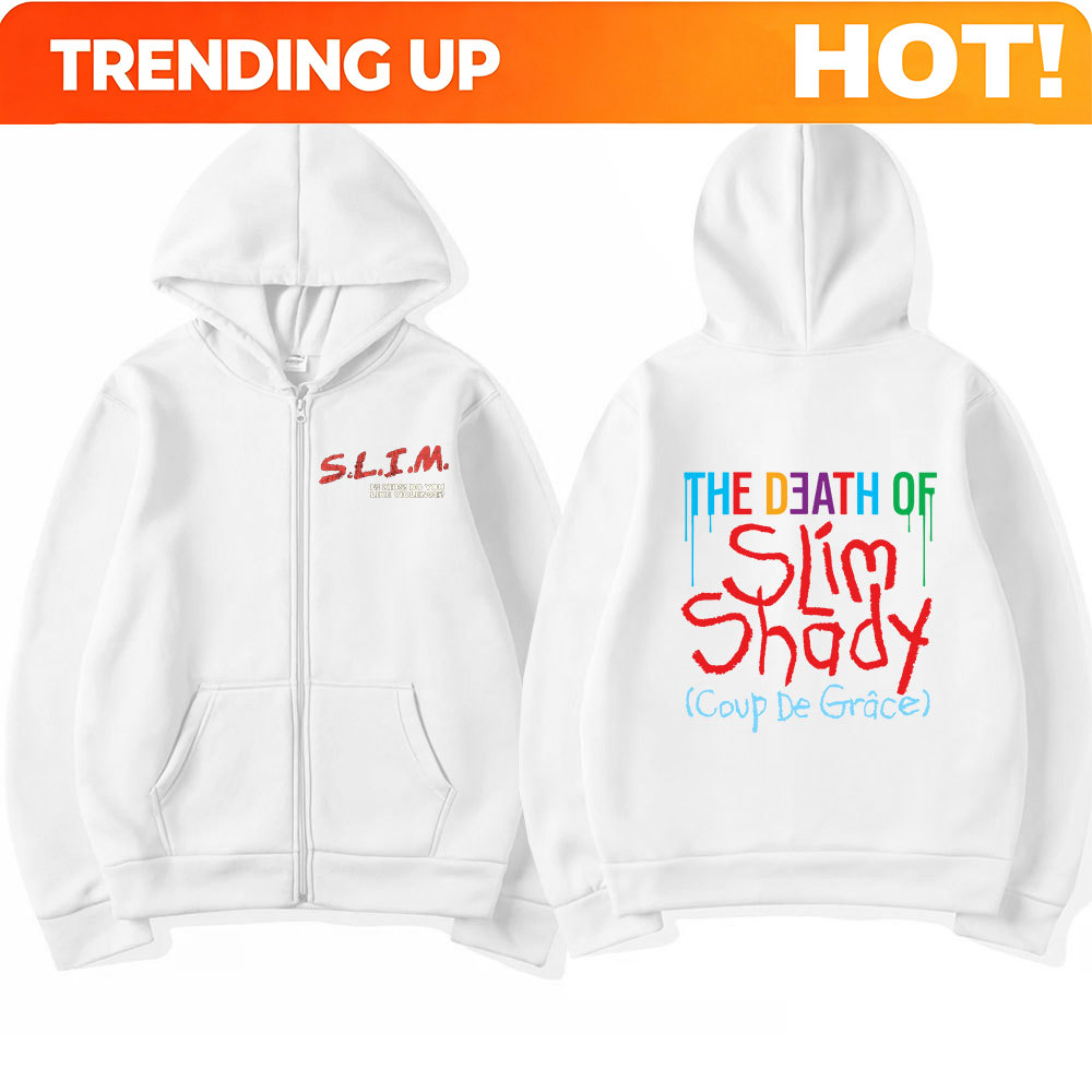 Mens Fashion Zip Up Hoodies - Rapper Eminem The Death of Slim