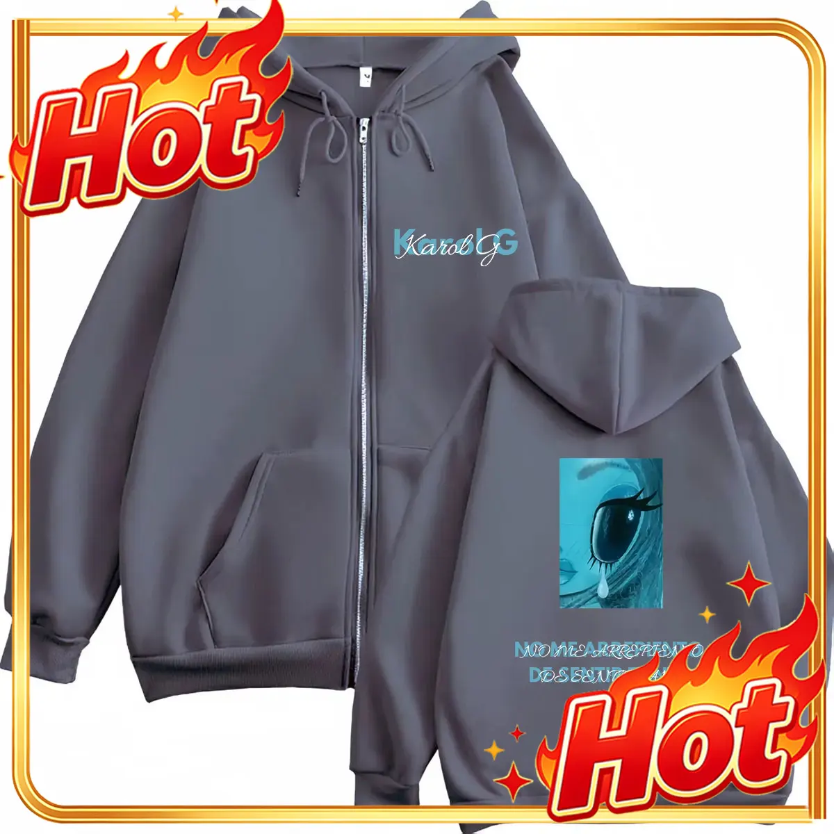 Mens Fashion Zip Up Hoodies - Karol G Album No Me Arrepiento
