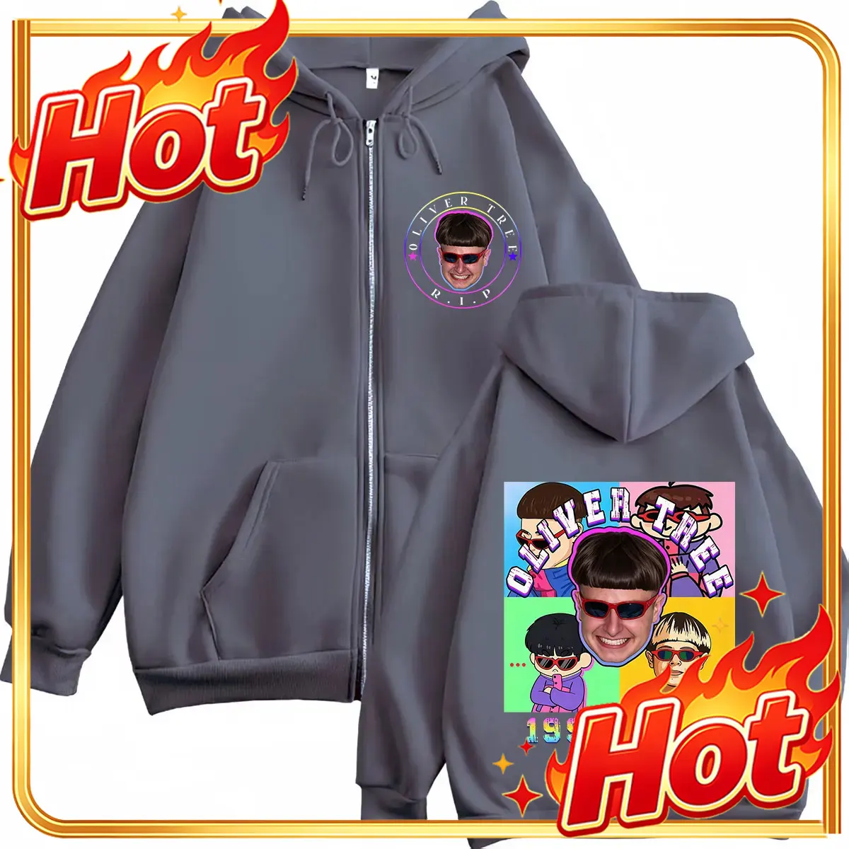 Mens Fashion Zip Up Hoodies - Oliver Tree Pop Rock Music 2026