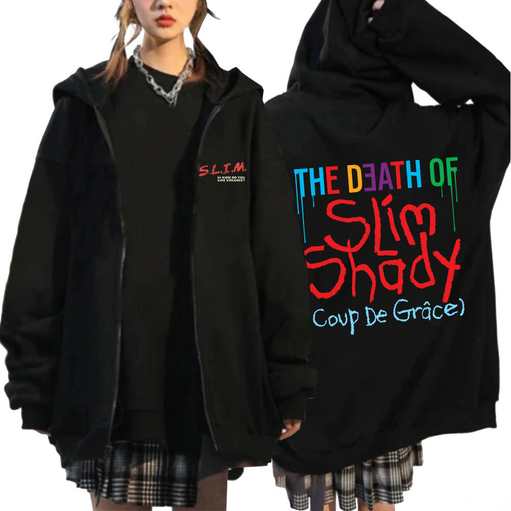 Rapper Eminem The Death of Sli - Mens Fashion Zip Up Hoodies 评论和价格
