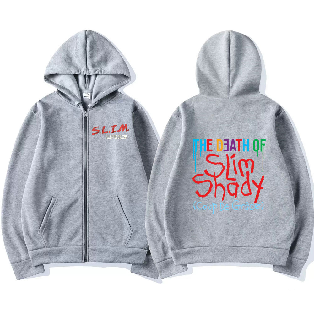 Rapper Eminem The Death of Sli - Mens Fashion Zip Up Hoodies 评论和价格