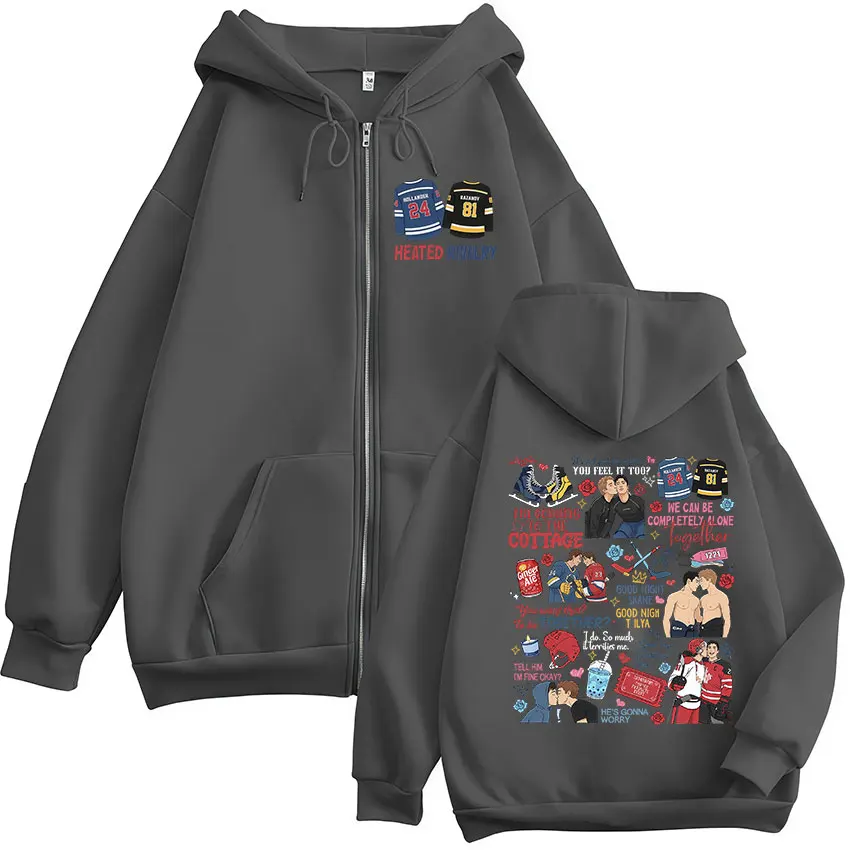 Heated Rivalry Print Zipper Ho - Mens Fashion Zip Up Hoodies 评论和价格