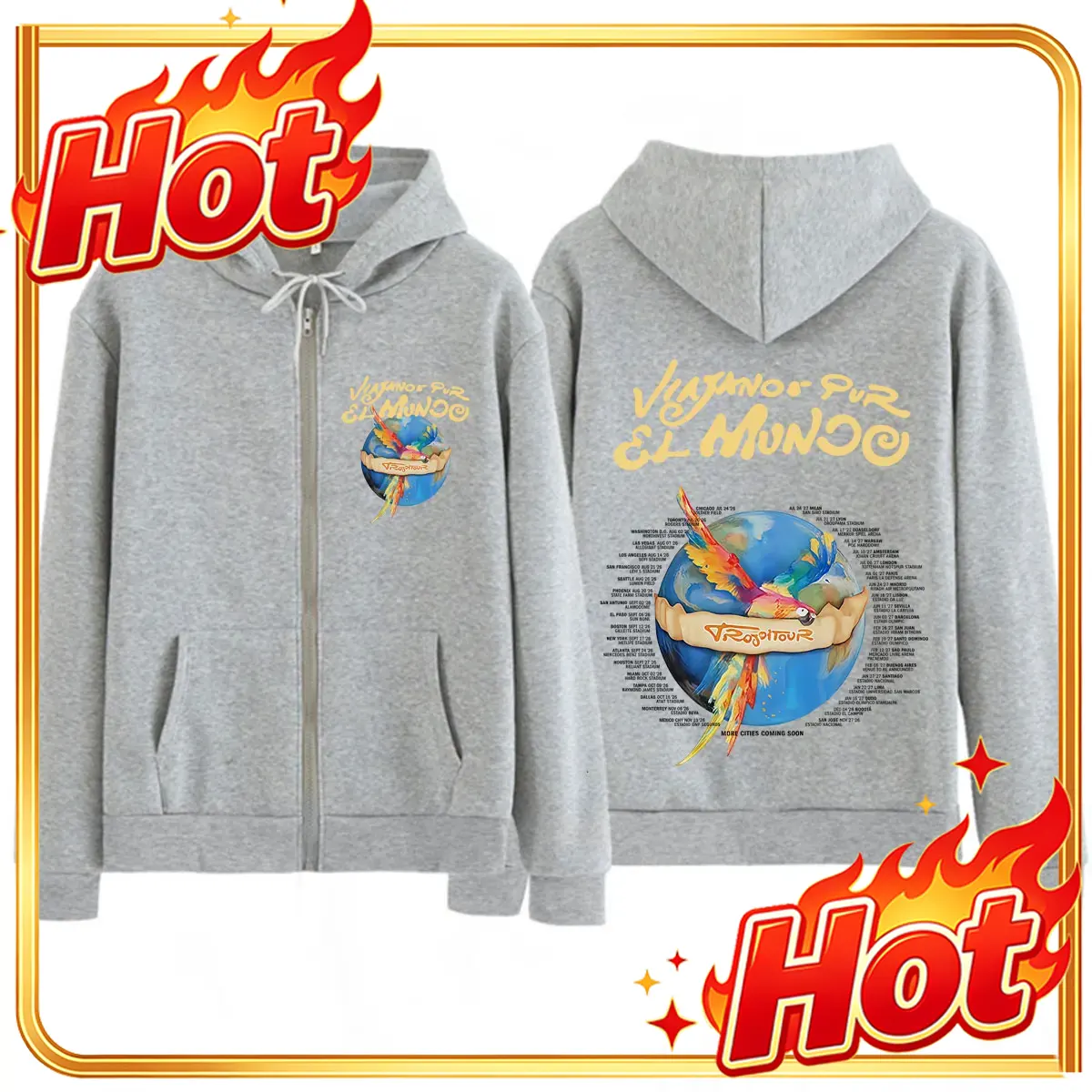 Karol G Viajando Por El Mundo  - Mens Fashion Zip Up Hoodies 评论和价格