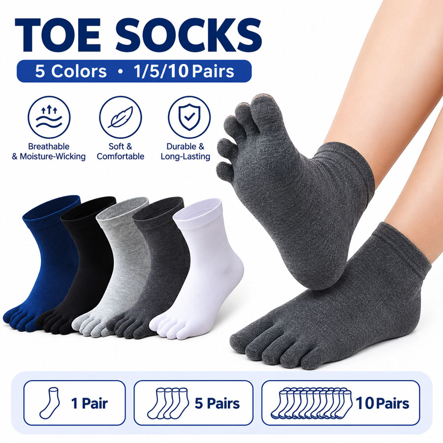 1/5/12 Pairs Unisex Cotton Toe - Socks Ankle Men 评论和价格
